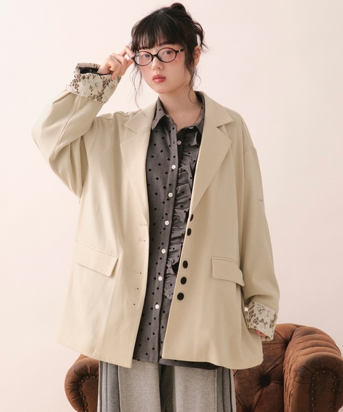 loin nuit ニュアンスボタンレースジャケット LOIN NUIT | nuance button lace jacket / ニュアンスボタンレース