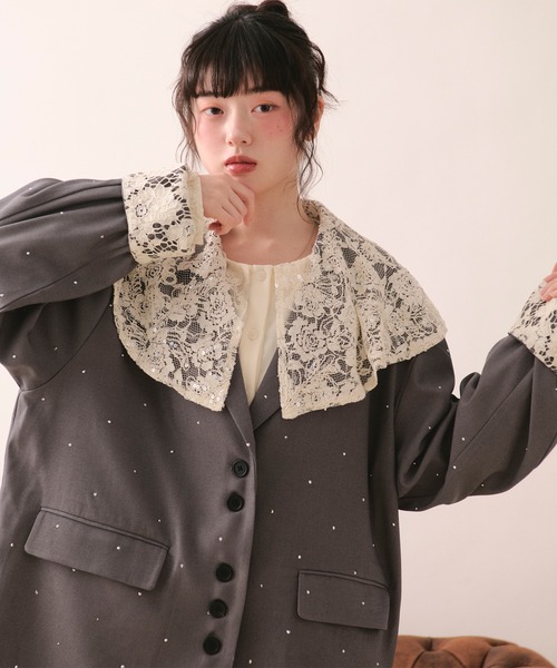 LOIN NUIT | nuance button lace jacket / ニュアンスボタンレース