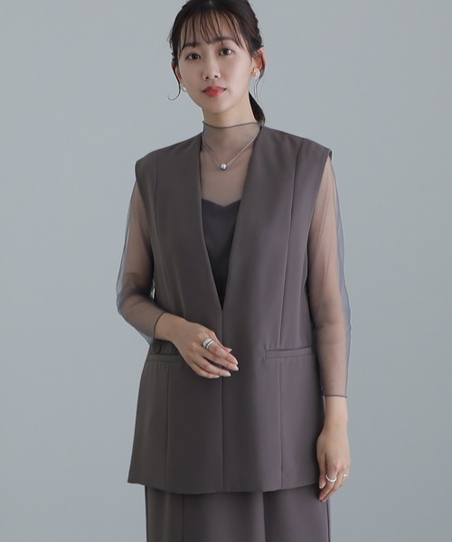 atloジレ袖あり＆ロングお呼ばれフォーマル同窓会オケージョンドレスワンピースL atlo ドレス 「低身長用サイズあり」結婚式 パーティードレス