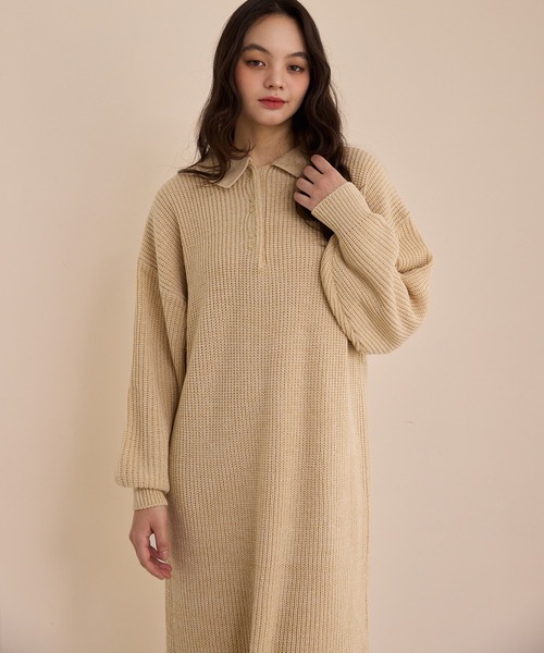 OLUN | knit polo onepiece/ニットポロワンピース - Buyee, an Online