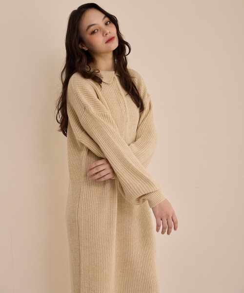 OLUN | knit polo onepiece/ニットポロワンピース - Buyee, an Online
