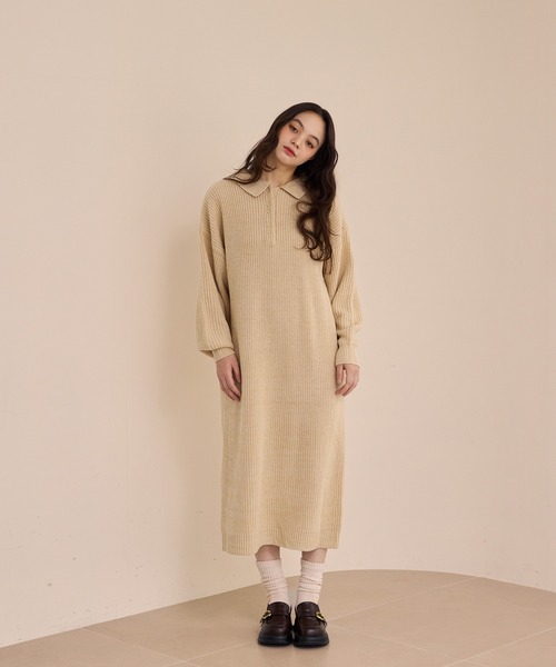 OLUN | knit polo onepiece/ニットポロワンピース - Buyee, an Online