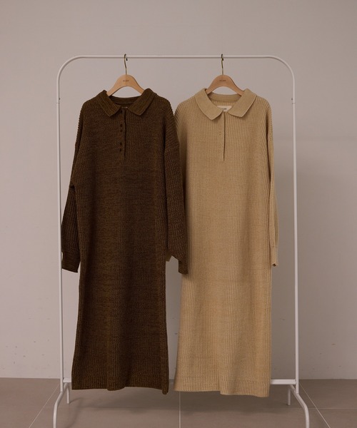 OLUN | knit polo onepiece/ニットポロワンピース - Buyee, an Online