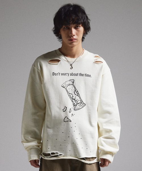 GRANCY ラインストーンデザインレイヤードスウェットパンツ グレー M 