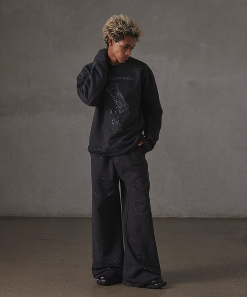 GRANCY | 【GRANCY】LinestoneDesign GraphicDamage SweatPullover 