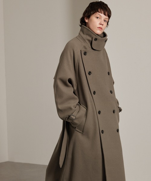 オーバーサイズメルトンダブルヨークラグラントレンチコート セール】2WAYオーバーサイズメルトンダブルヨークラグラントレンチ