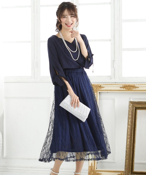 Retica 結婚式 お呼ばれ用リボン袖 レーススカートセットアップパーティードレス Buyee An Online Proxy Shopping Service Shop At Zozotown Bot Online