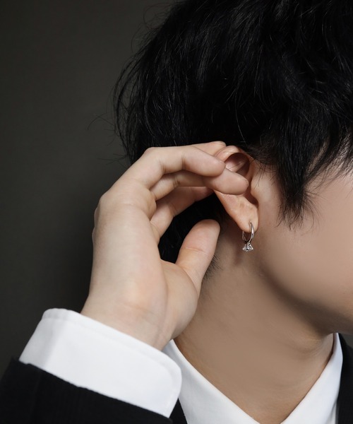 E.M. | SILVER925ジルコニアフープピアス/レディース/メンズ/ギフト
