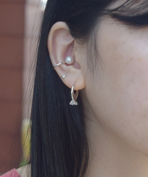 E.M. | SILVER925ジルコニアフープピアス/レディース/メンズ/ギフト