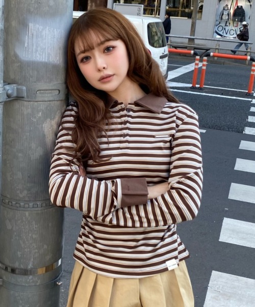 RAY CASSIN | マルチボーダー胸刺繍コンパクトポロ - Buyee, an Online