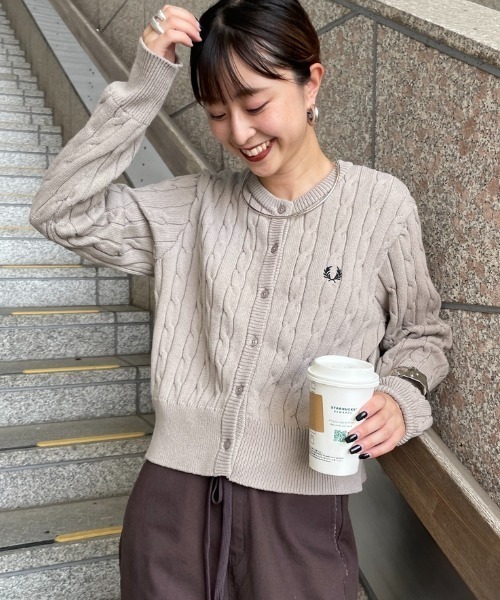 ニット セーター 「WEB先行予約」「FRED PERRY/フレッドペリー」 ワンポイントロゴ刺繍 ショート丈クルーネックニット レディース FRED PERRY ニット セーター 「FRED PERRY/フレッドペリー