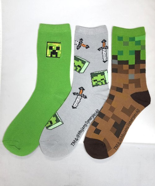 Ability Minecraft マインクラフト ソックス Crews クリーパー ゾンビ 鉄の剣 草ブロック 3 Pack 1set Mf042bccgl Buyee日本代購服務 於zozotown購物 Bot Online