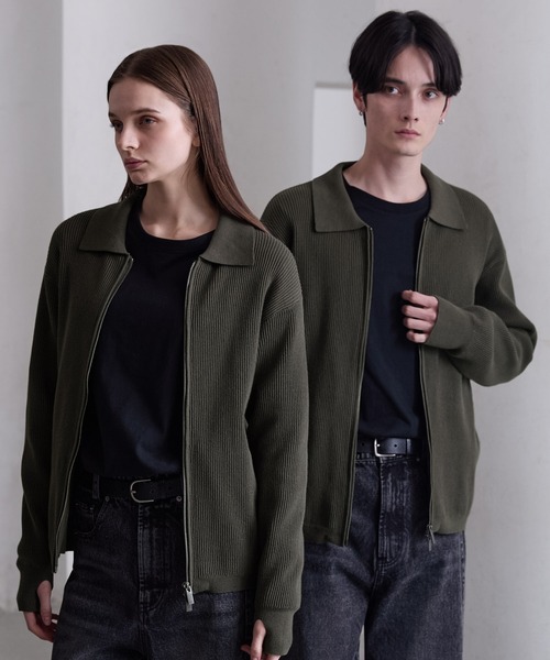 CLEL | 【CLEL】Minimal Collar Drivers Knit Shirt/ ミニマルカラー