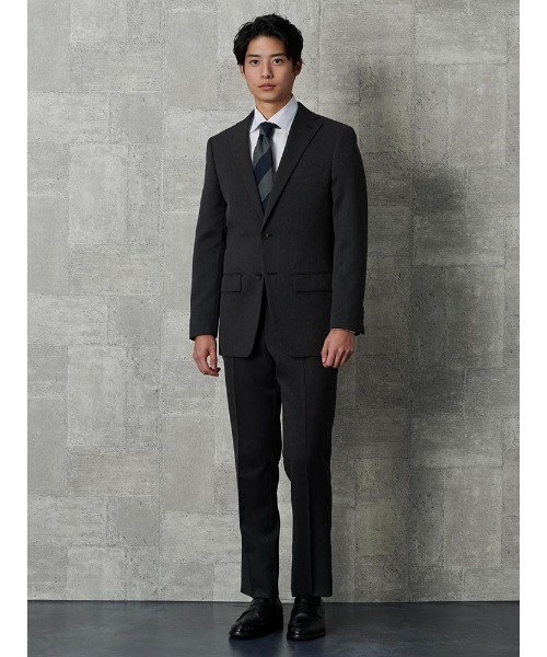 SUIT SELECT スーツ スリーピース グレー バーズアイ AB5
