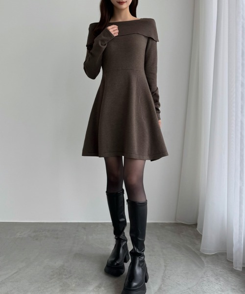 MERCURYDUO | 【MARY QUANTコラボ】シャツドッキングニットワンピース