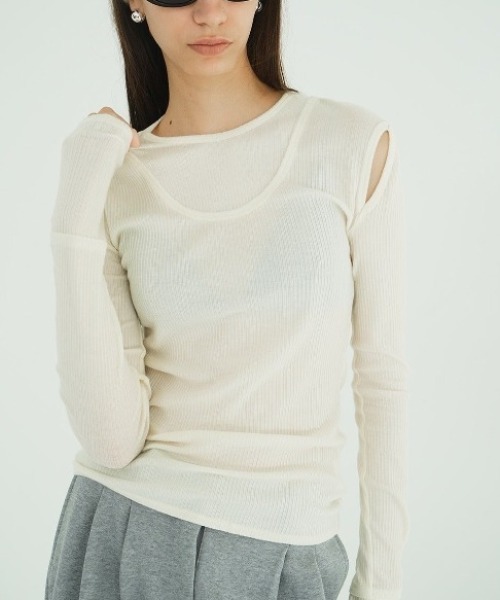 CLANE | CLANE LAYERED SHOULDER CUT TOPS 19105-1362 - Buyee, an