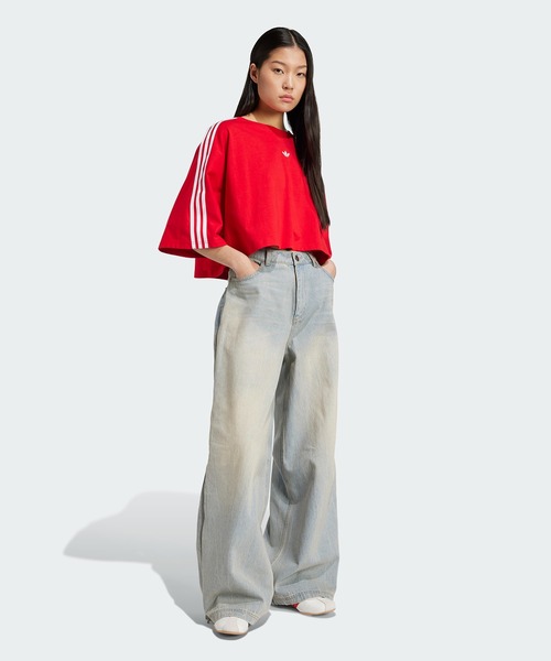 新品28 adidas デニム ワイドパンツ ホワイト　IS3584 アディダス アディブレイク デニムジーンズ - マルチ