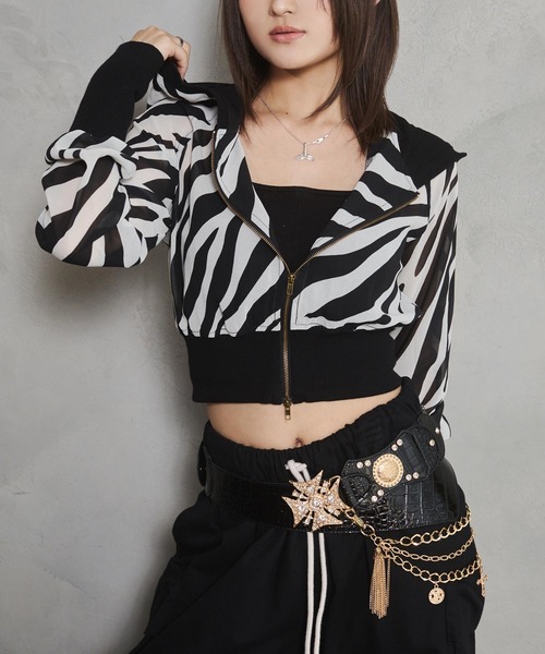 D.I.A. | ジップアップショートパーカー レオパード柄/ゼブラ柄