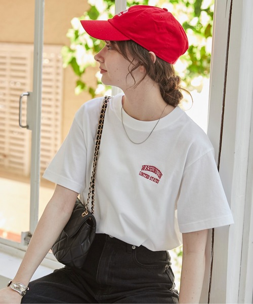 ボンポワン　刺繍ロゴTシャツ　12a ANGIE | ワンポイント 刺繍 ロゴ Tシャツ（半袖） - Buyee, an
