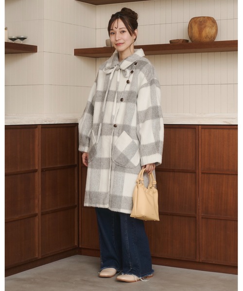 MOI TYTTO | 【取り外しリボン付き】シャギーミディ丈コート - Buyee