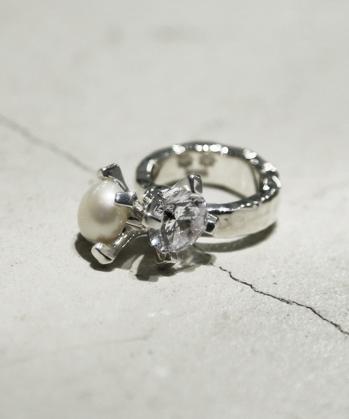 美品　e.m. ジルコニア3連フープピアス　シルバー　silver925 E.M. | SILVER925ジルコニア3粒フープピアス/レディース/メンズ/ギフト
