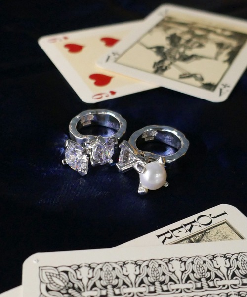 E.M. | SILVER925ジルコニア・パールゆれリング/メンズ/レディース