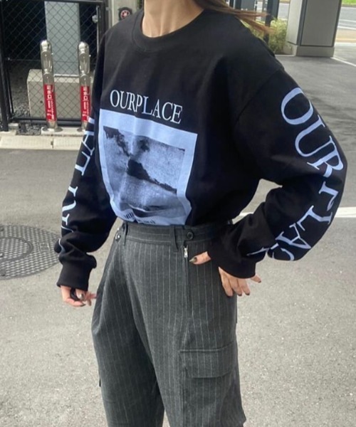 tシャツ バックプリントオーバーロンT(yui select) / ロゴロンT プリントT オーバーサイズ レディース I-SOOK tシャツ バックプリントオーバーロンT(yui select