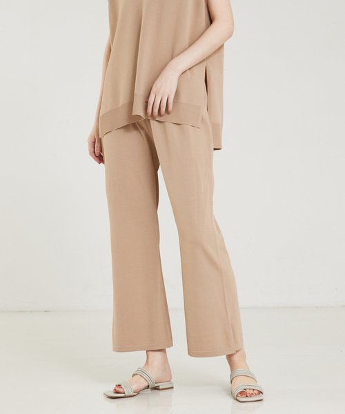 新同 24ss■qualite■レーヨンストレッチ サイドスリット ニットパンツ QUALITE | レーヨンストレッチサイドスリットニットパンツ