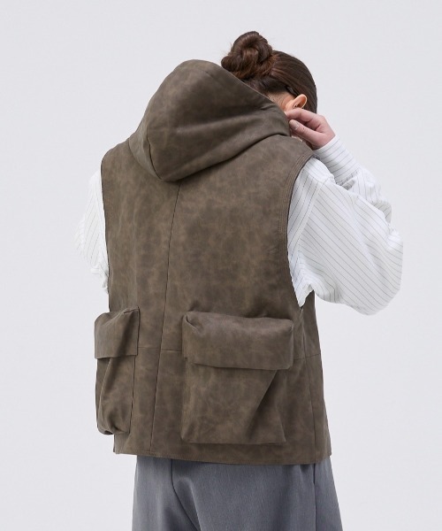トップス soerte TOTAL PATTERN MULCH HOODIE VEST SOERTE | TOTAL PATTERN MULCH HOODIE VEST/トータルパターン