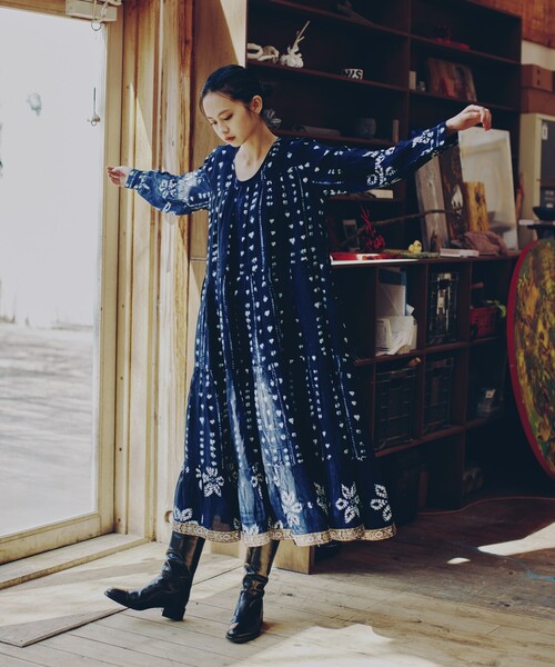 ワンピース Freada⁄フリーダ インドクロス刺繍パネルプリント