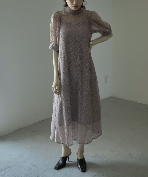 【etoll.】ドレス インナー付きバックリボンレースドレス etoll.（エトル）の「インナー付きバックリボンレースドレス（ドレス