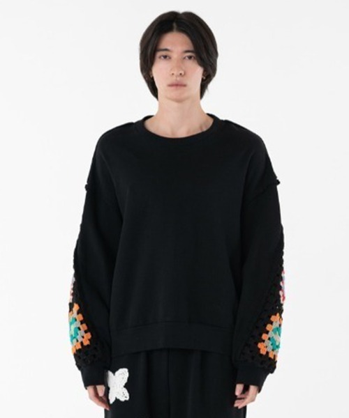 DISCOVERED | 【DISCOVERED/ディスカバード】CROCHET SLEEVE SWEAT