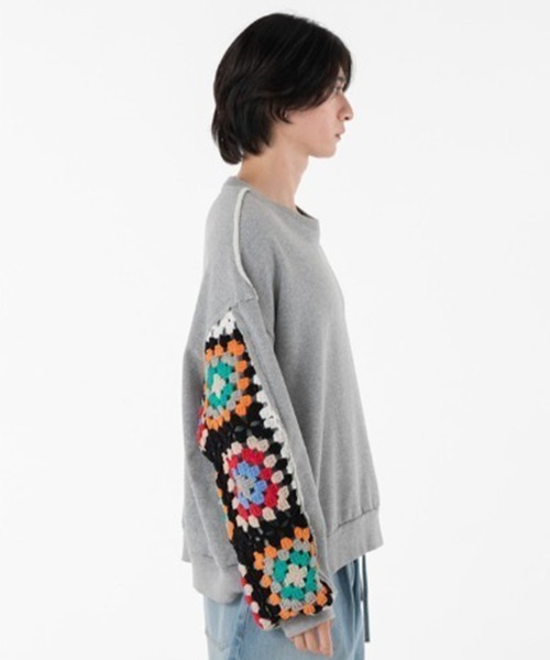 DISCOVERED | 【DISCOVERED/ディスカバード】CROCHET SLEEVE SWEAT