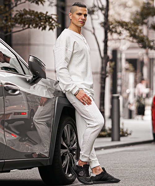 SOMEDIFF | リラックス長袖セットアップ メンズ ロンT ジョガーパンツ