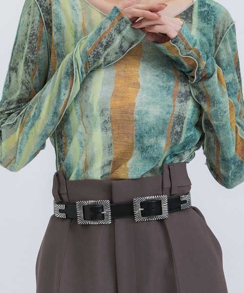 「TOGA TOO」Double square buckle beltトーガ TOGA TOO/トーガトゥ】Double square buckle belt/ダブル