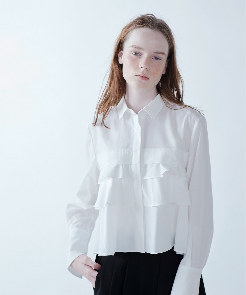 【新品・未使用】MARILYNMOON レイヤードラッフルブラウス MARILYN MOON】レイヤードラッフルブラウス（シャツ・ブラウス
