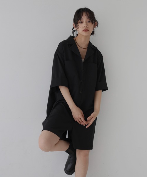 hellam クレープシャツロンパース hellam サロペット オーバーオール クレープ シャツロンパース