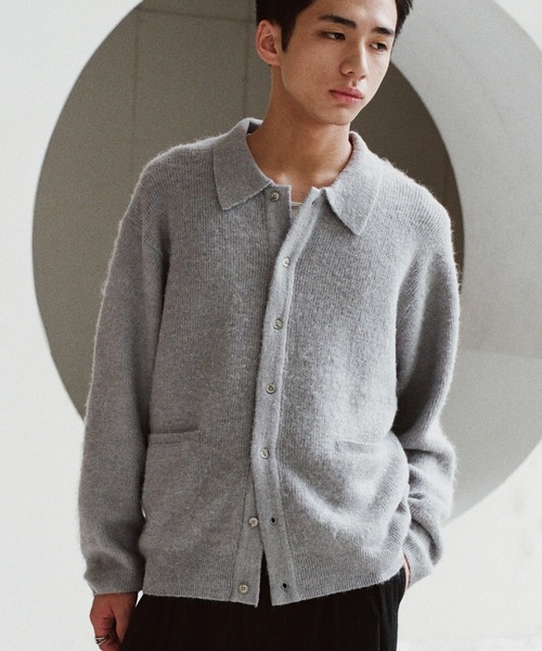 WYM LIDNM | MOHAIR BLEND KNIT SHIRT CARDIGAN - Buyee, an Online
