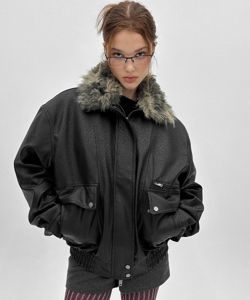 BLACKUPケンチ2WAYレザージャンパー ファーレザージャケット BLACKUP | [MADE] クリゼファーレザージャンパー - Buyee, an Online