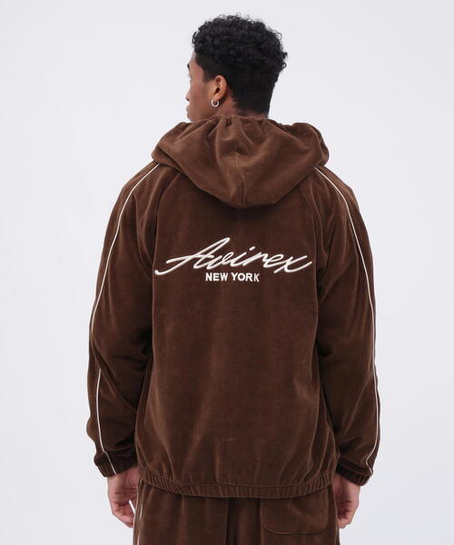 AVIREX | VELOUR ZIP PRAKA CURSIVE LOGO / ベロア ジップ パーカー