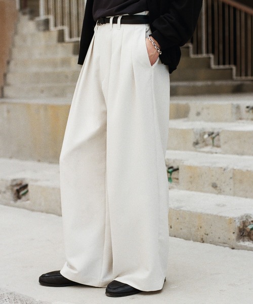 スーツ SLIGHT FLARE DOUBLE CLOTH BAGGY SLACKS WYM LIDNM | SLIGHT FLARE DOUBLE CLOTH BAGGY SLACKS - Buyee