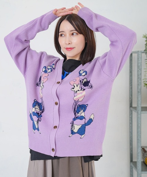 GRANCY】グランシー プリントデザインシアーニット ブラックMサイズ