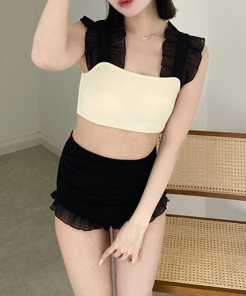 Rili ボリュームフリル2way水着 - ブラック evelyn（エブリン）公式