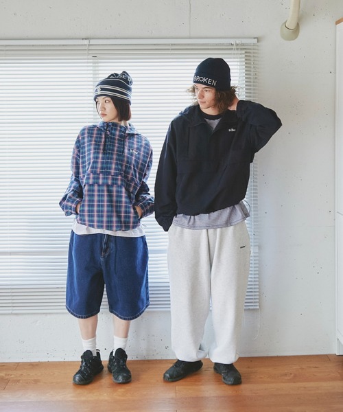 Broken base アノラック　ブルー　M BROKEN BASE（ブロークンベース）の「裾ドローコード付きアノラック