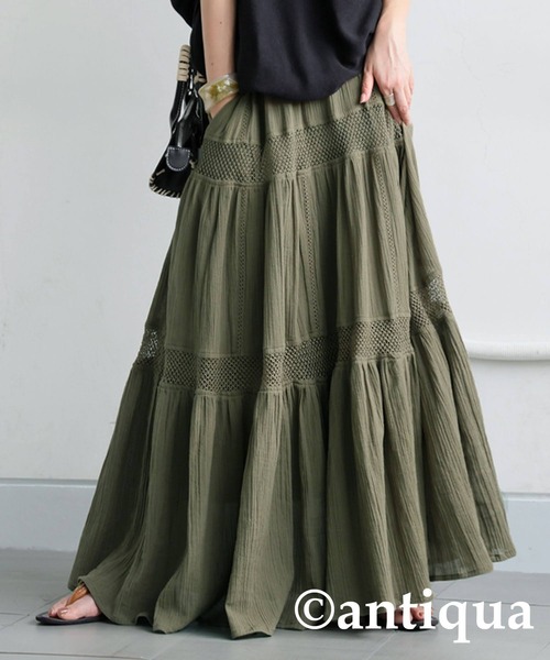 完売カラー！antiqua 新品・タグ付き レースティアードスカート カーキ ANTIQUA | レースティアードスカート - Buyee, an Online Proxy
