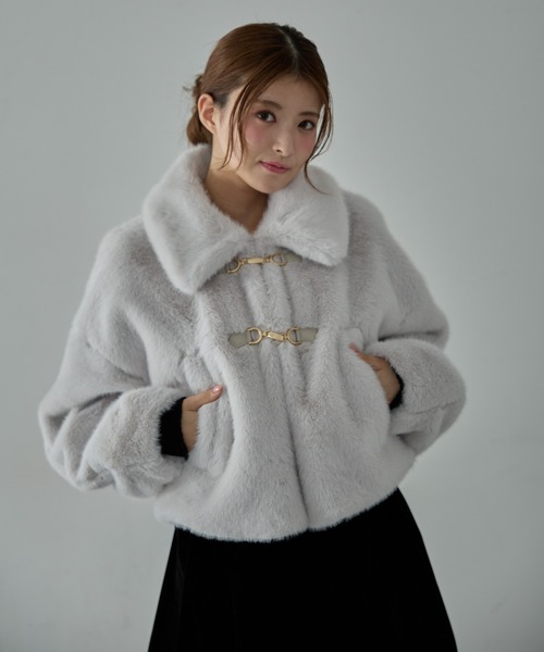 NADANA | ビット付フェイクファーショートジャケット - Buyee, an