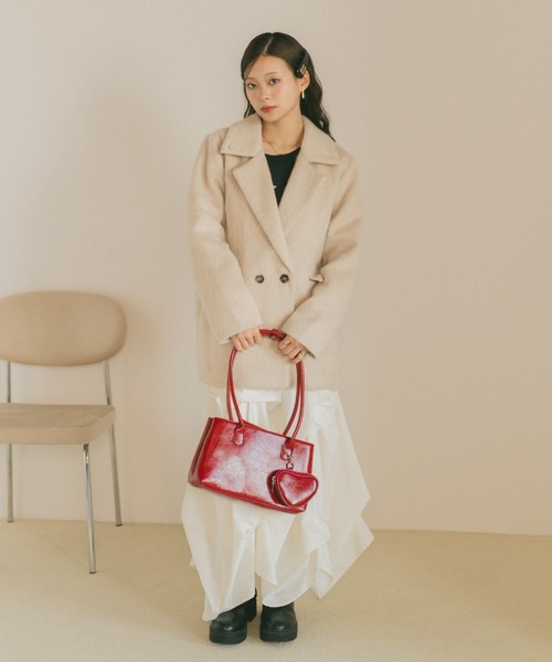 VANNIE U | ミックスシャギーテーラードジャケットコート - Buyee, an