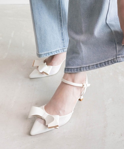 RANDA ビッグリボンアンクルストラップパンプス RANDA | ビッグリボン