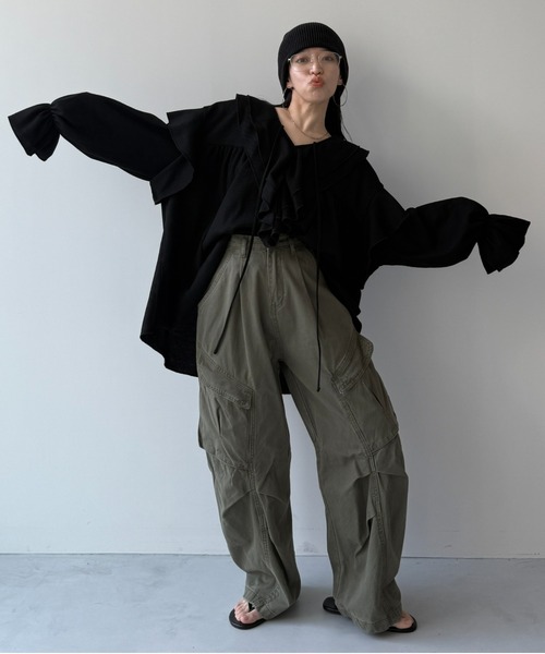 WEE9S | WAFFRILL TOPS / ワッフリル,ワッフルフリルトップス - Buyee
