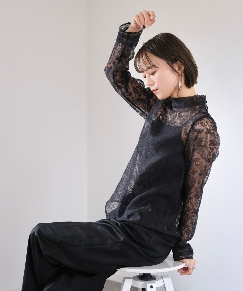 ブラウス シャツ LAYERED JACQUARD BLOUSE/レイヤードジャガードブラウス レディース JOSE MOON ブラウス シャツ LAYERED JACQUARD BLOUSE/レイヤード